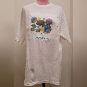 White Jamaica Seashell Graphic T-Shirt